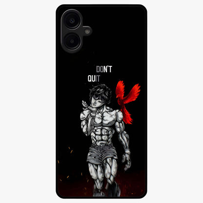 Rise Beyond Limits Glass Case showing flat back view with motivational typography artwork and glossy glass finish.
