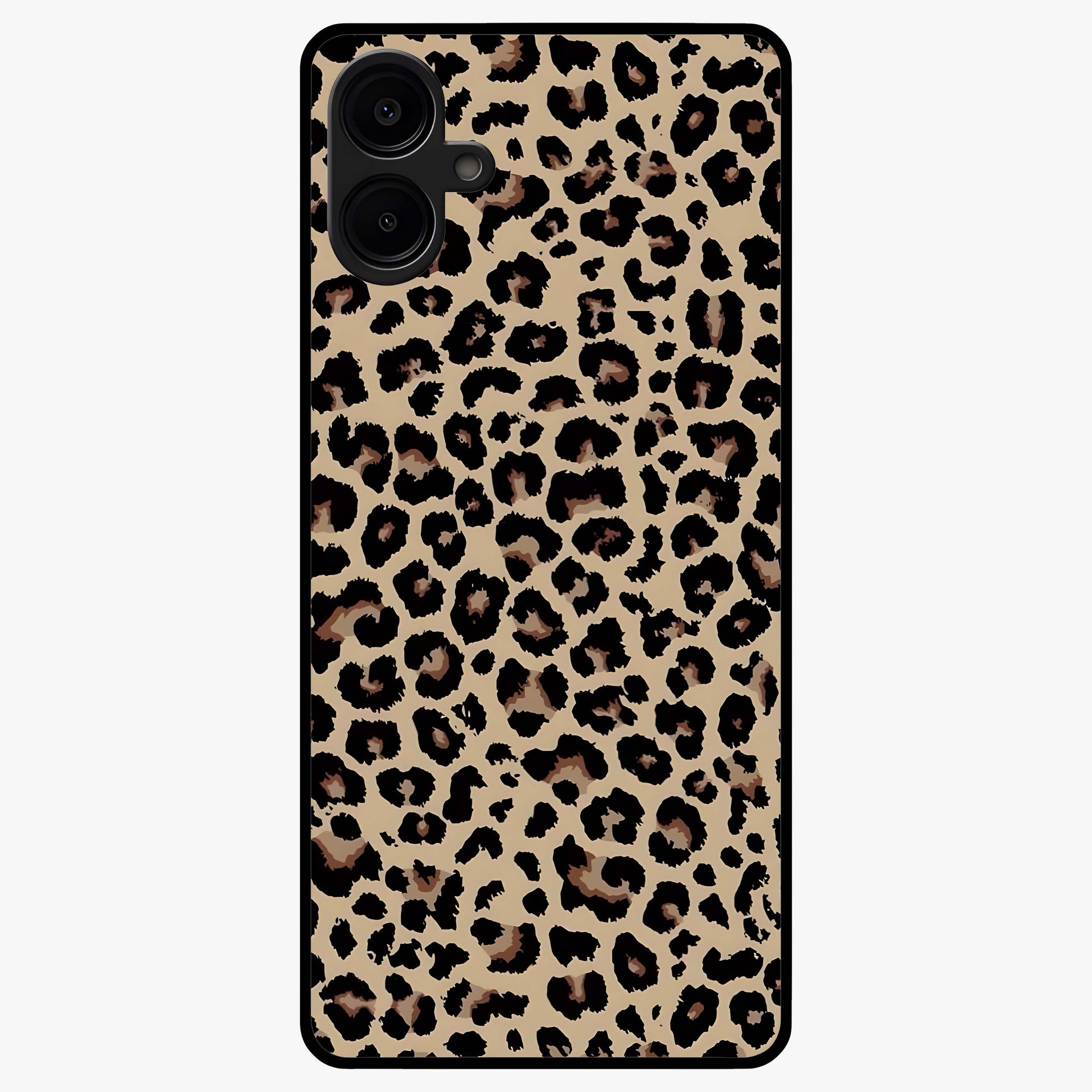Savage Chic Pattern Glass Case showing flat back view with stylish patterned artwork and glossy glass finish.