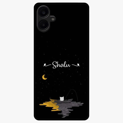 Silent Night Row Glass Case showing flat back view with calm night themed artwork and glossy glass finish.