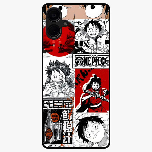Strawhat Chaos Panels Glass Case showing flat back view with anime inspired chaos panel artwork and glossy glass finish.
