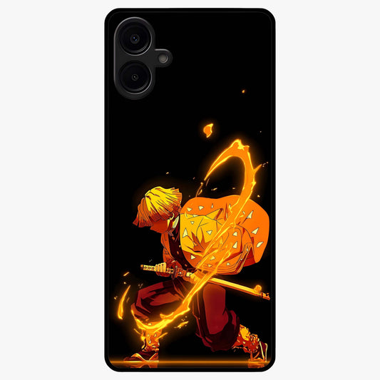 Thunder Flame Execution Glass Case showing flat back view with powerful flame and lightning artwork and glossy glass finish.