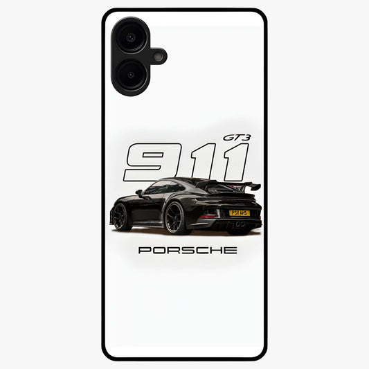Turbo Legacy Icon Glass Case showing flat back view with iconic sports car inspired artwork and glossy glass finish.
