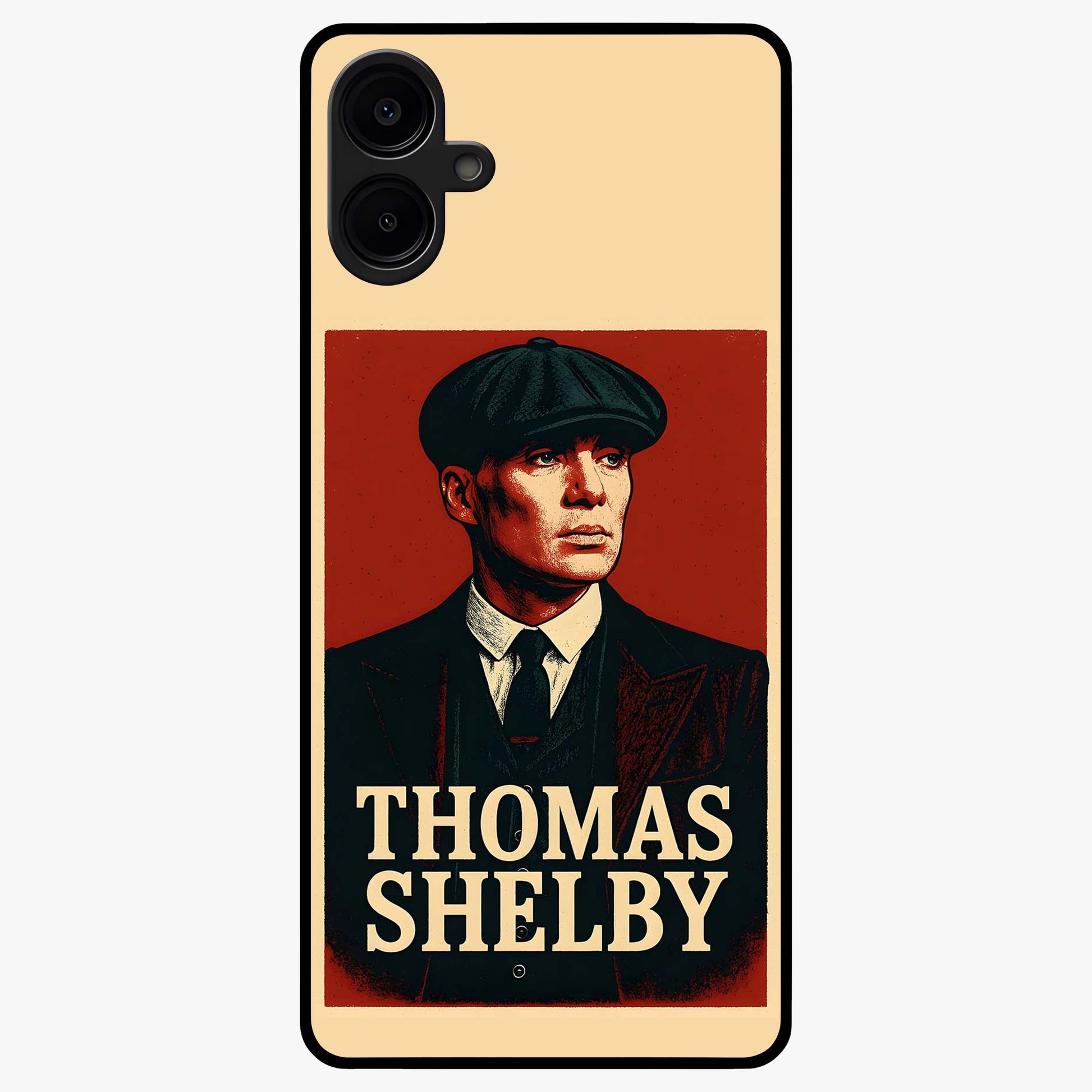 Vintage Mafia Authority Glass Case showing flat back view with bold vintage mafia inspired artwork and glossy glass finish.