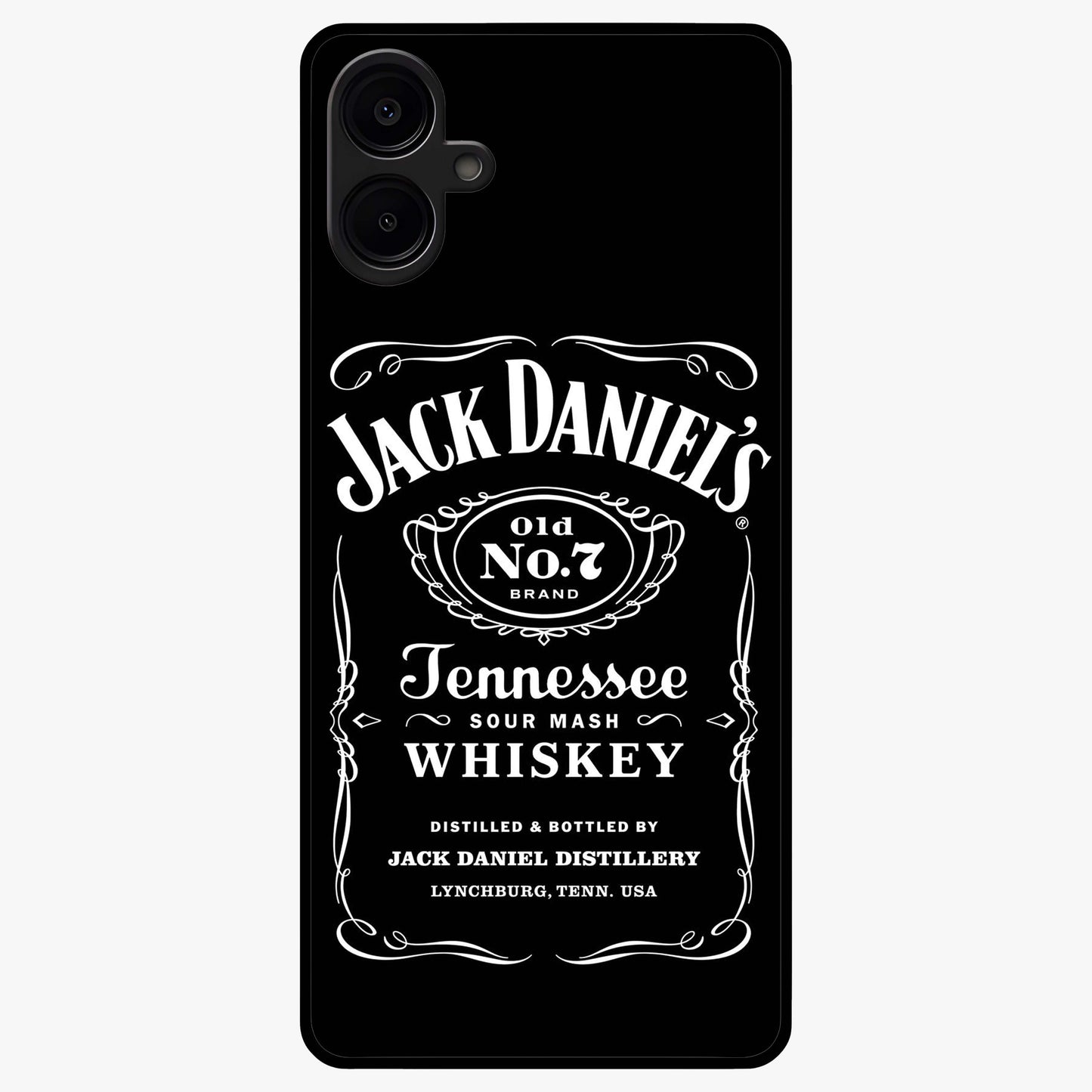 Vintage Whiskey Heritage Glass Case showing flat back view with classic whiskey inspired artwork and glossy glass finish.