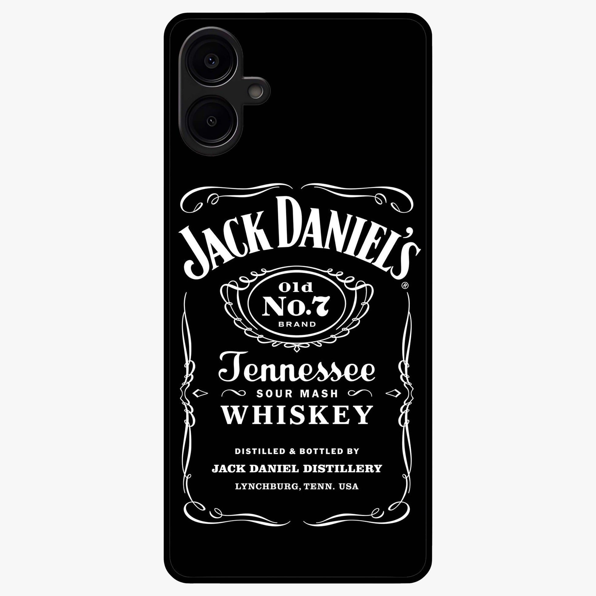 Vintage Whiskey Heritage Glass Case showing flat back view with classic whiskey inspired artwork and glossy glass finish.