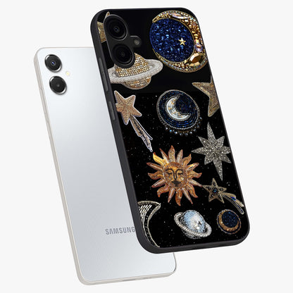 Celestial Gem Constellations Glass Case displayed in angled mockup highlighting gemstone inspired constellation design.