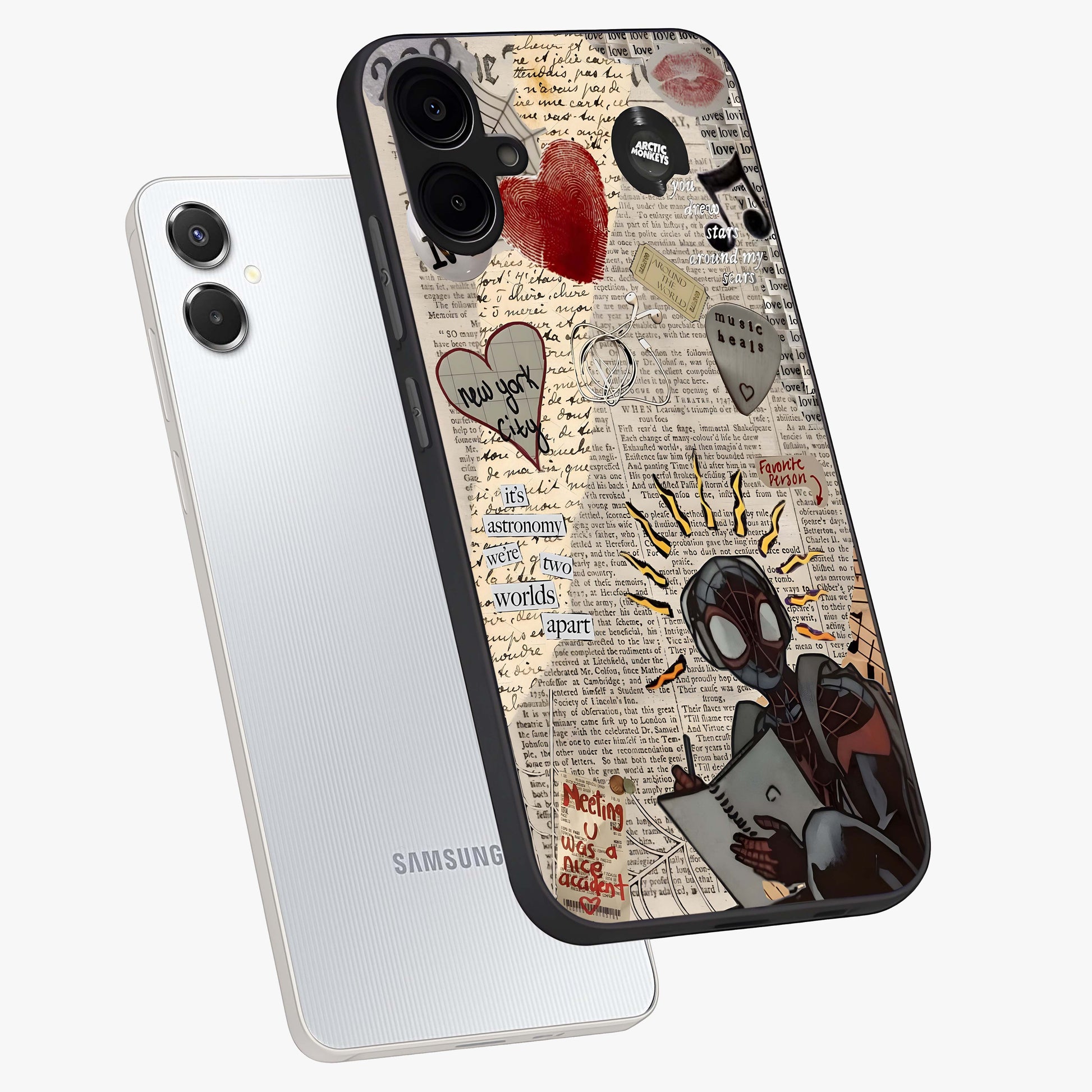 City Dream Sketch Glass Case displayed in angled mockup highlighting minimal city illustration with aesthetic sketch style.