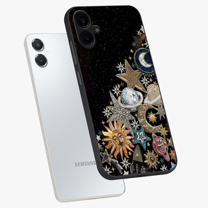 Cosmic Sparkle Dreams Glass Case displayed in angled mockup highlighting dreamy star sparkle design with celestial aesthetic.