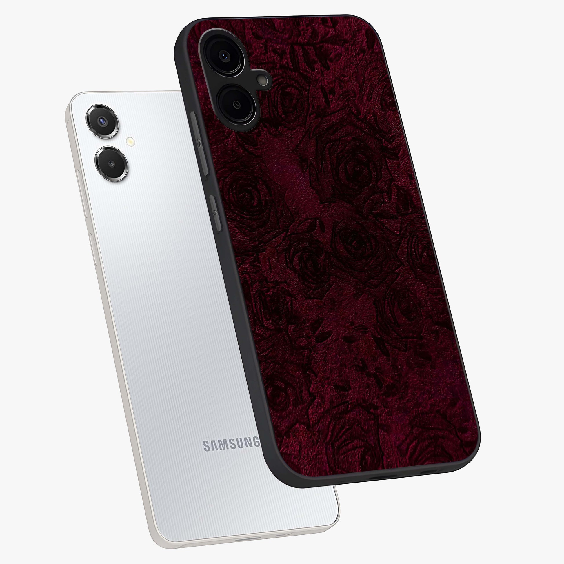 Crimson Fade Flow Glass Case displayed in angled mockup highlighting smooth gradient design with modern aesthetic style.