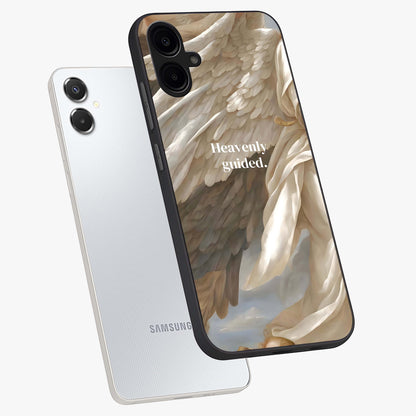 Divine Winged Grace Glass Case displayed in angled mockup highlighting graceful wing design with divine aesthetic style.