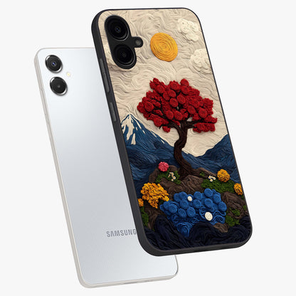 Eternal Nature Tapestry Glass Case displayed in angled mockup highlighting detailed botanical pattern with artistic aesthetic.