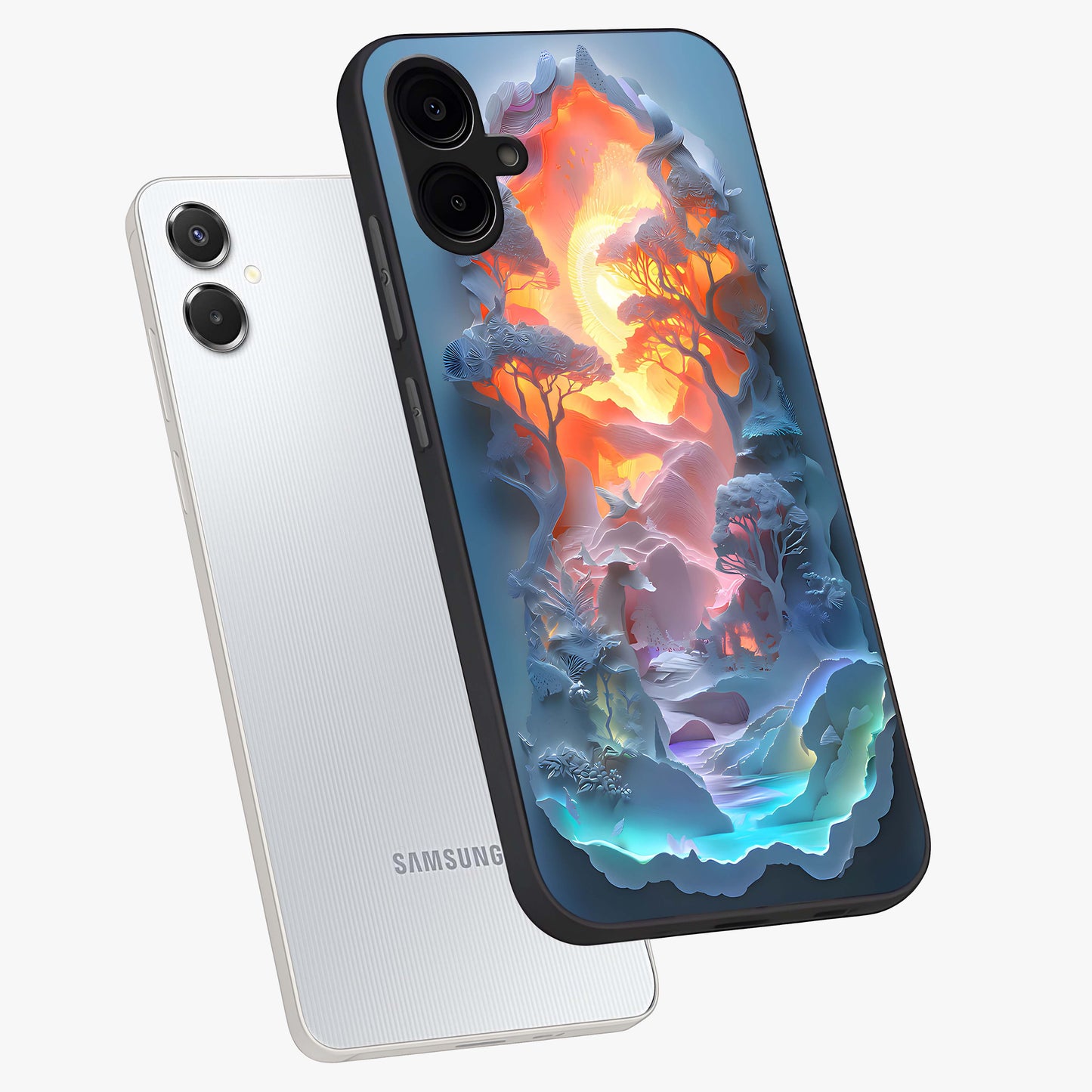 Glow Forest Portal Glass Case displayed in angled mockup highlighting mystical forest design with magical glowing aesthetic.