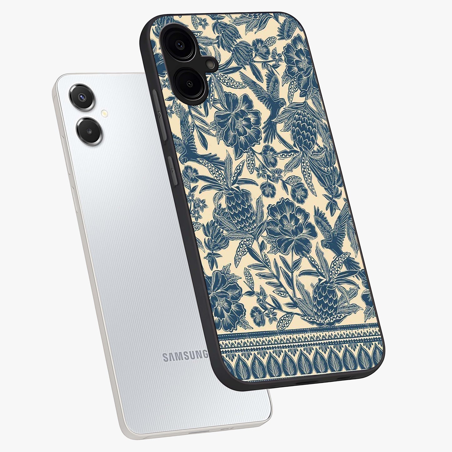 Heirloom Wild Bloom Glass Case displayed in angled mockup highlighting botanical bloom design with classic aesthetic style.