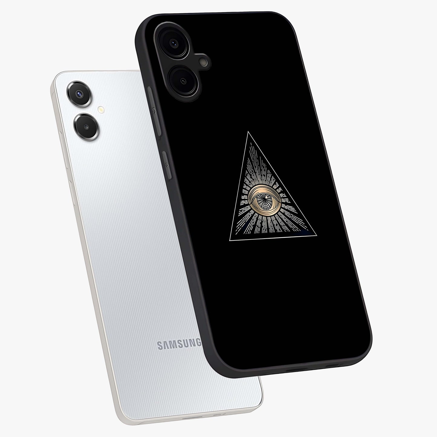 Illuminati Evil Glass Case displayed in angled mockup highlighting dark occult inspired design with bold aesthetic style.