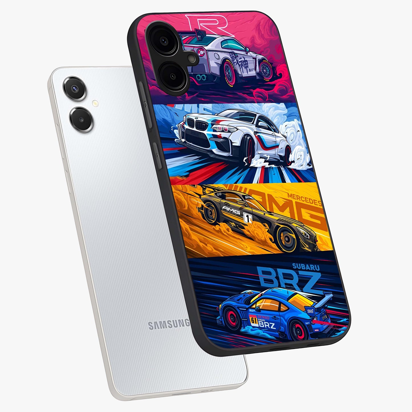 JDM Sports Car Glass Case displayed in angled mockup highlighting sleek Japanese racing car design with automotive aesthetic.