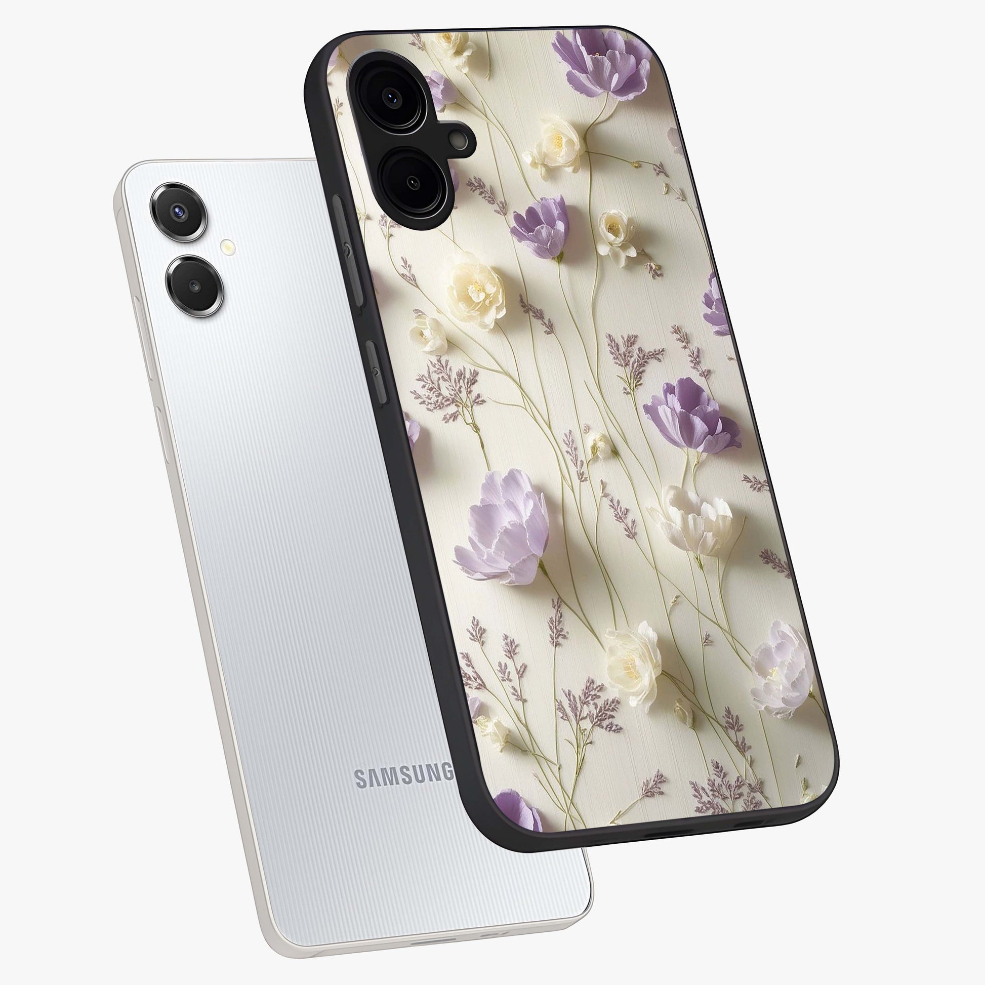 Lilac Breeze Harmony Glass Case displayed in angled mockup highlighting calm lilac breeze design with soothing aesthetic style.