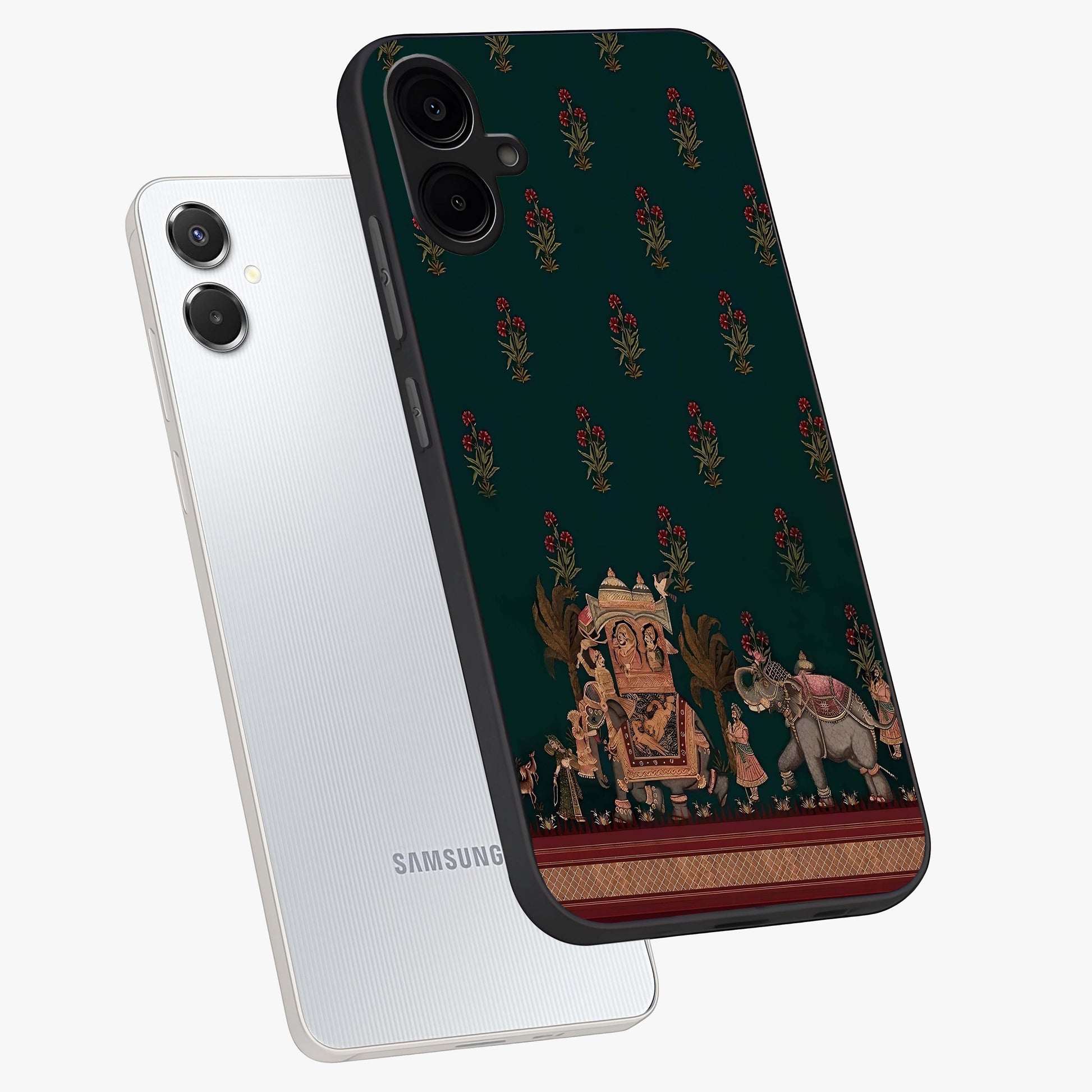 Macmerise Glass Case displayed in angled mockup highlighting trendy graphic design with sleek aesthetic style.