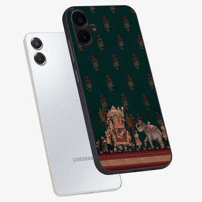 Macmerise Glass Case displayed in angled mockup highlighting trendy graphic design with sleek aesthetic style.