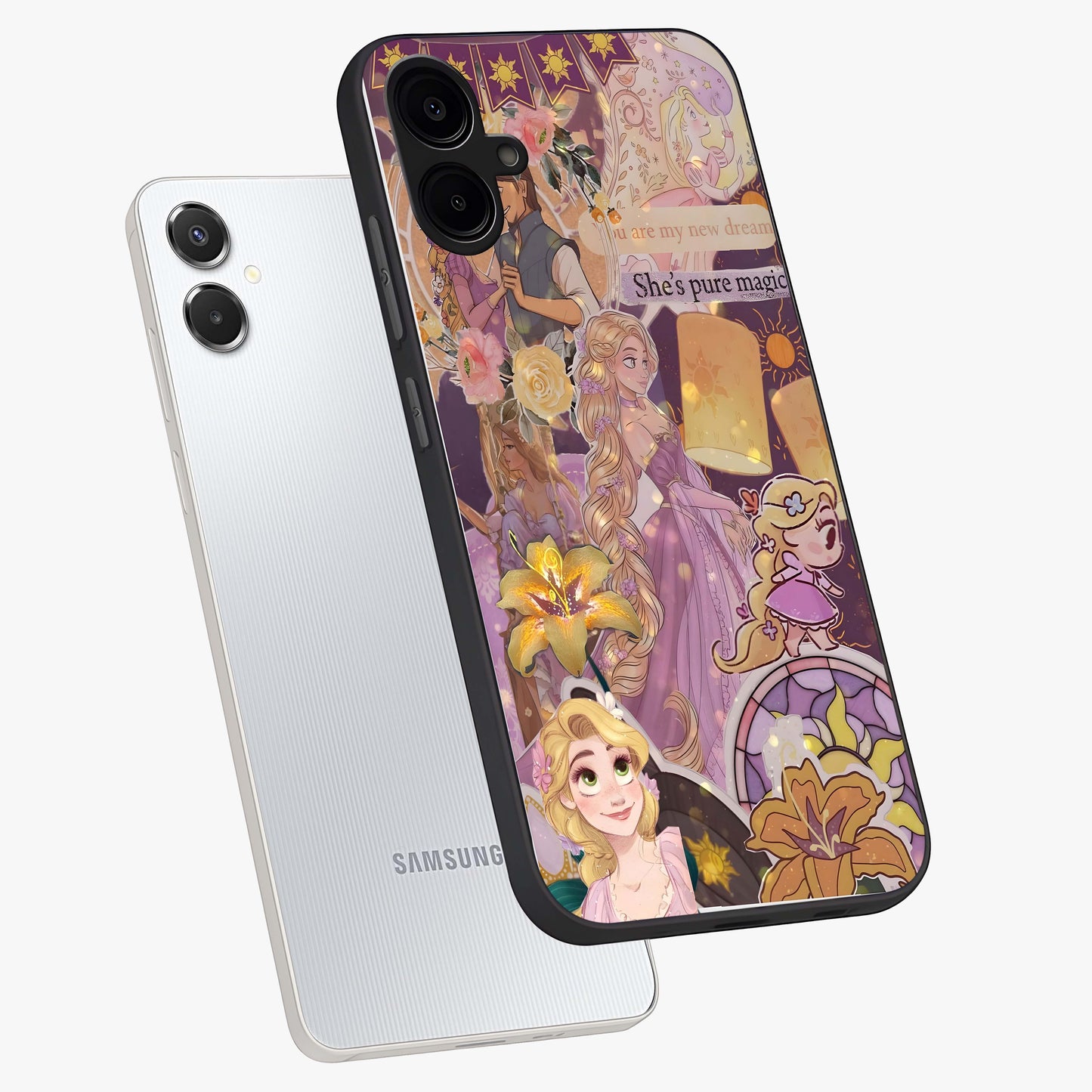 Magical Tangled Dream Glass Case displayed in angled mockup highlighting whimsical fantasy design with magical aesthetic.