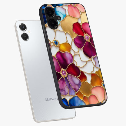 Marble Flower Pattern Glass Case displayed in angled mockup highlighting elegant marble floral design with modern aesthetic.