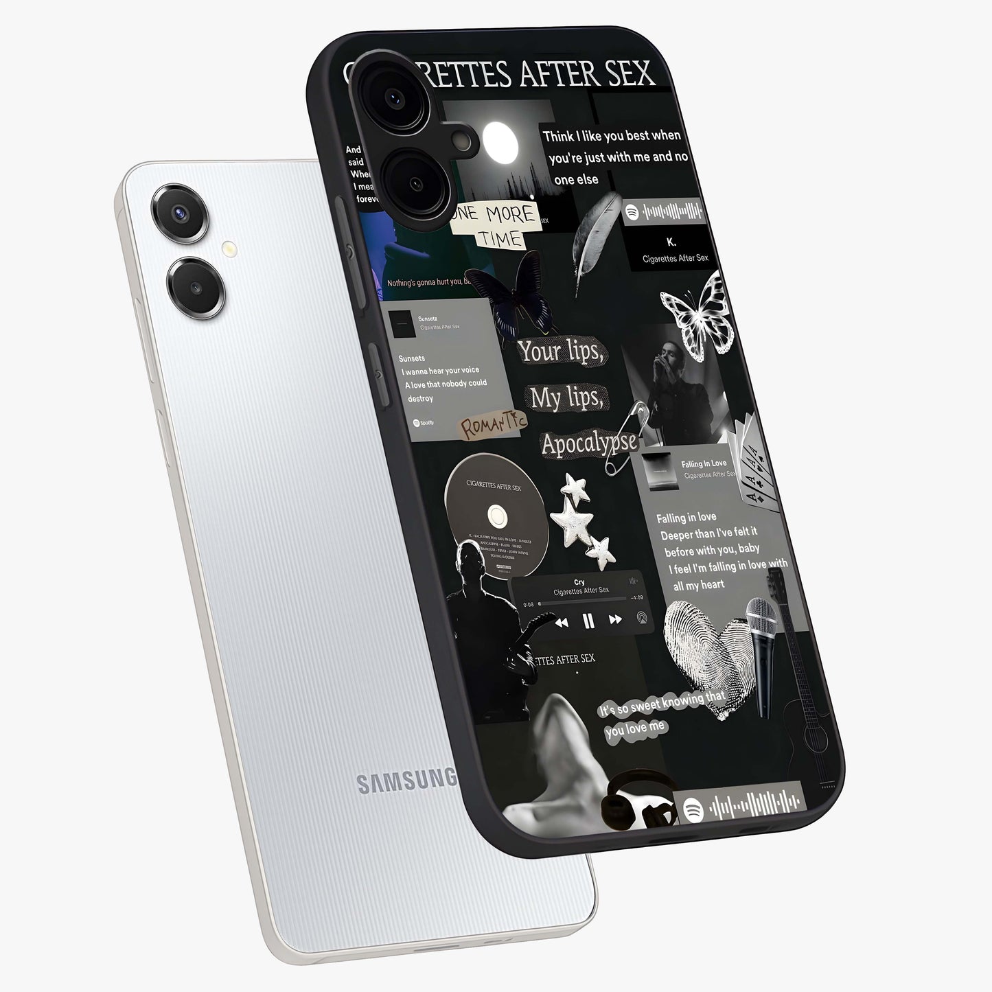 Midnight Love Echo Glass Case displayed in angled mockup highlighting elegant love inspired design with deep aesthetic style.