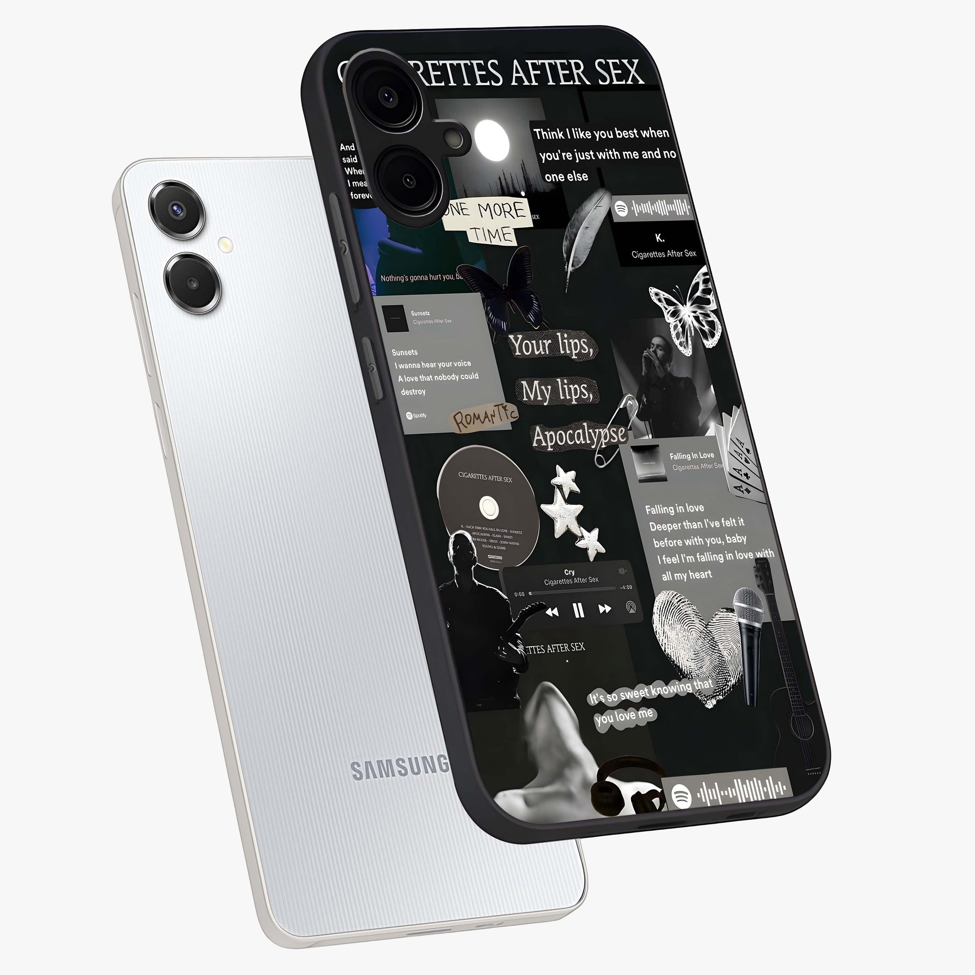 Midnight Love Echo Glass Case displayed in angled mockup highlighting elegant love inspired design with deep aesthetic style.
