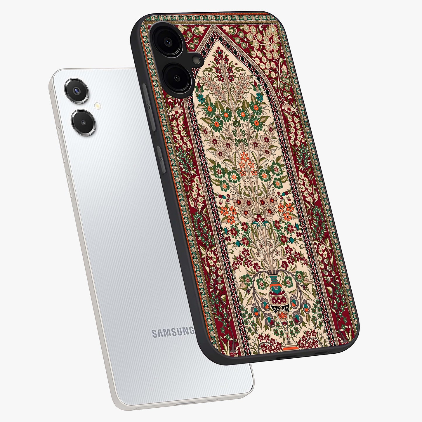 Persian Inspired Glass Case displayed in angled mockup highlighting intricate traditional design with elegant cultural aesthetic.
