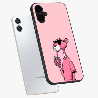 Pink Panther Glass Case displayed in angled mockup highlighting playful cartoon character design with vibrant pink aesthetic.