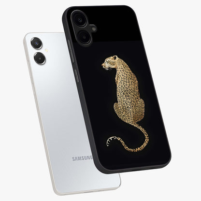 Regal Leopard Glass Case displayed in angled mockup highlighting powerful animal illustration with stylish wild aesthetic.