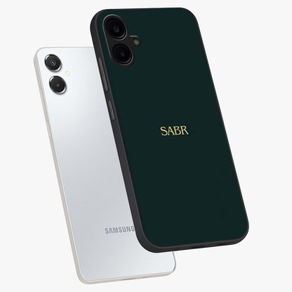 Sabr Minimal Patience Glass Case displayed in angled mockup highlighting simple inspirational design with clean aesthetic style.