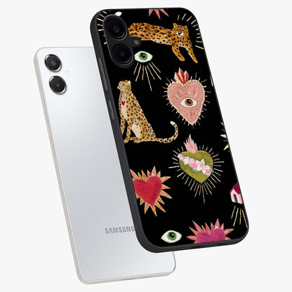Sacred Jungle Heart Glass Case displayed in angled mockup highlighting lush tropical design with natural aesthetic style.
