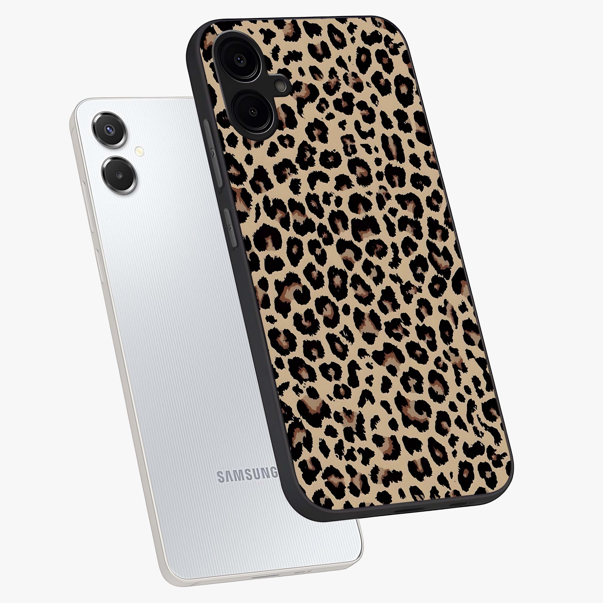 Savage Chic Pattern Glass Case displayed in angled mockup highlighting bold fashion inspired design with chic aesthetic.