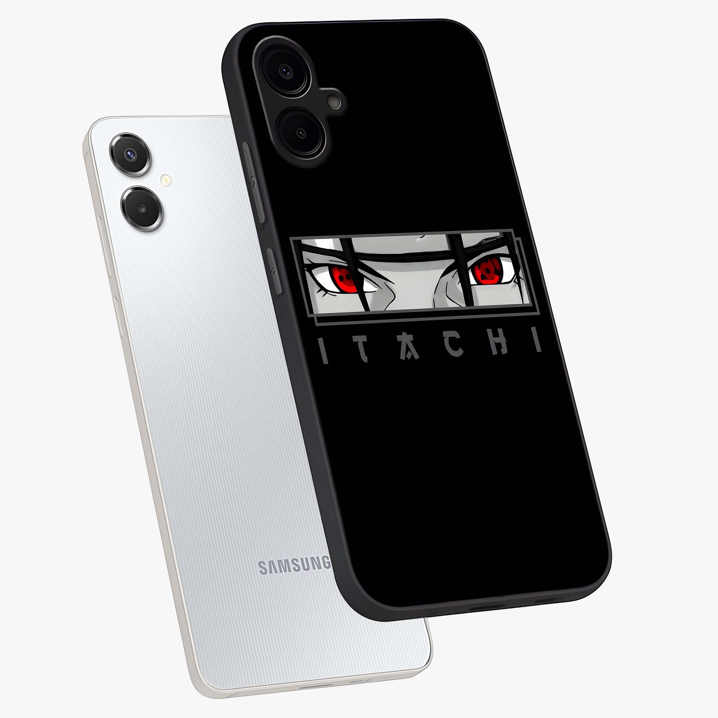 Scarlet Gaze Dominance Glass Case displayed in angled mockup highlighting intense visual design with bold scarlet aesthetic.