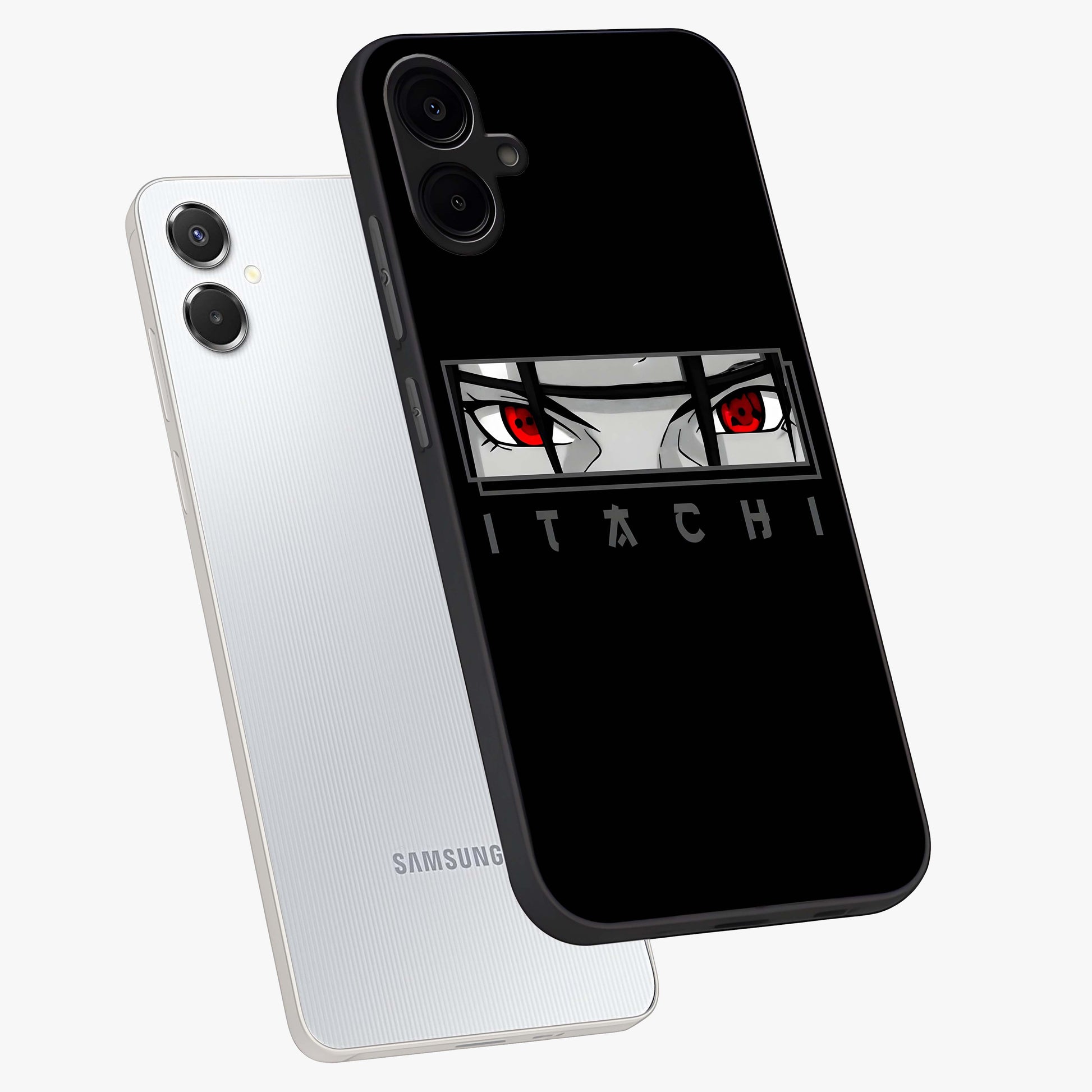 Scarlet Gaze Dominance Glass Case displayed in angled mockup highlighting intense visual design with bold scarlet aesthetic.