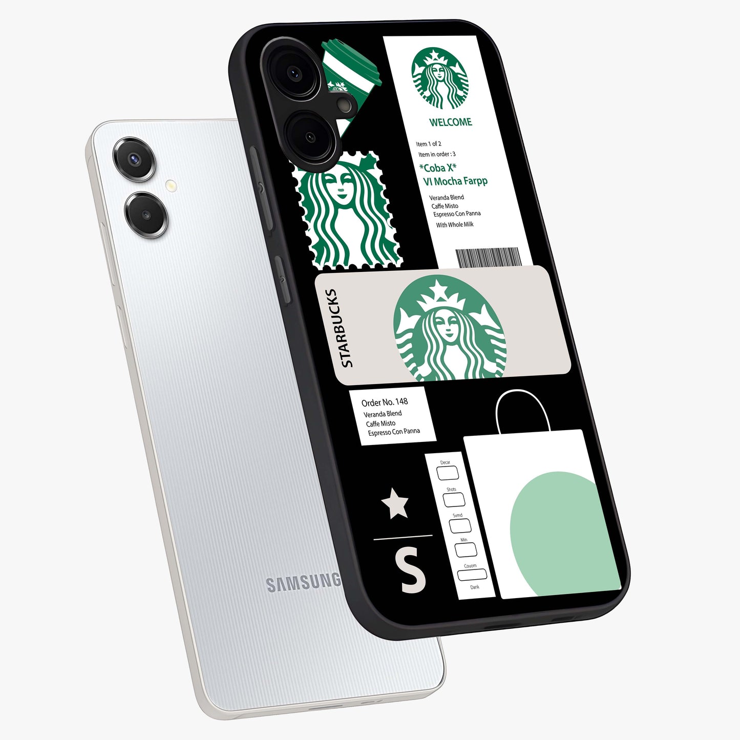 Starbucks Mocha Glass Case displayed in angled mockup highlighting stylish mocha themed design with cozy café aesthetic.