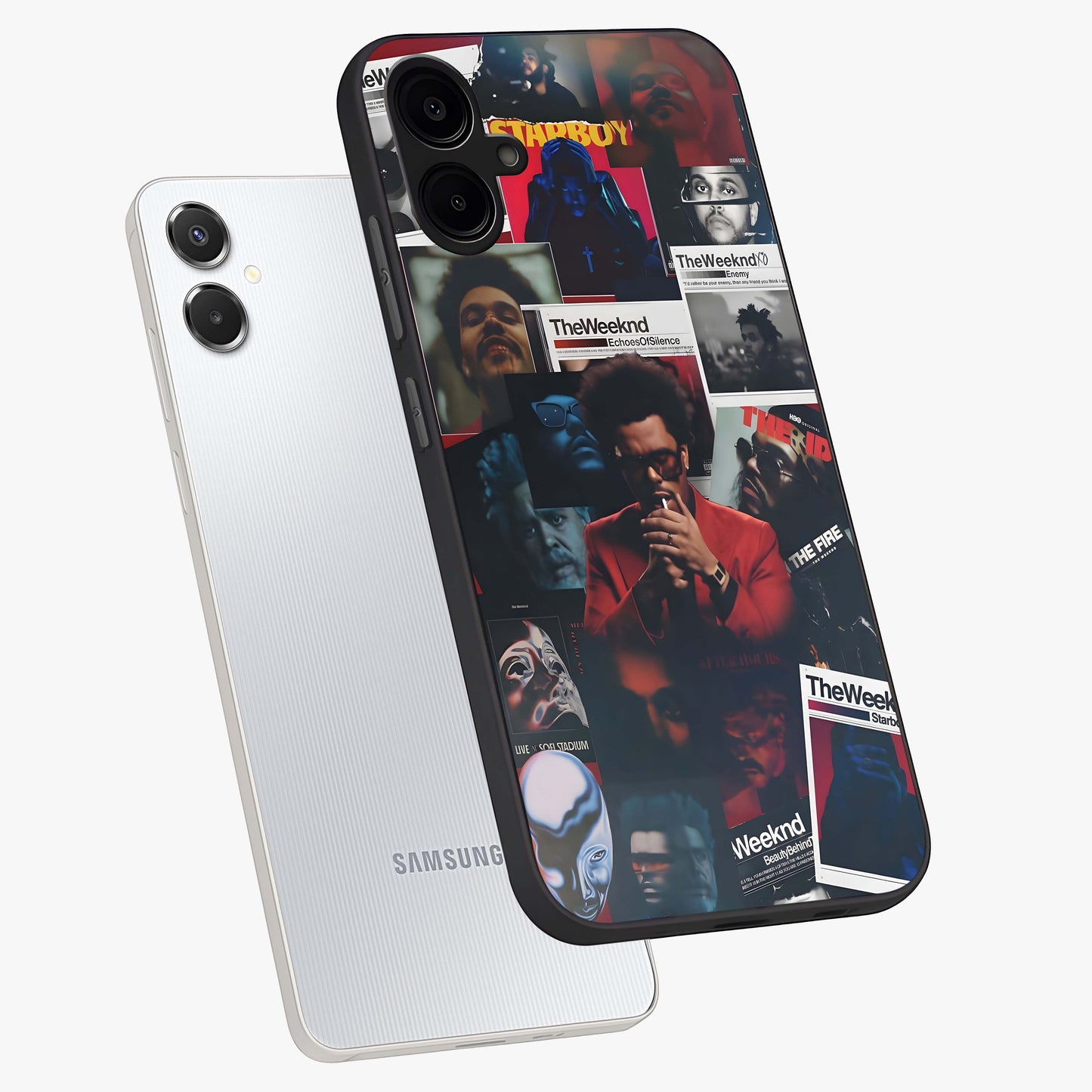 The Weeknd Glass Case displayed in angled mockup highlighting stylish pop culture inspired design with modern aesthetic.