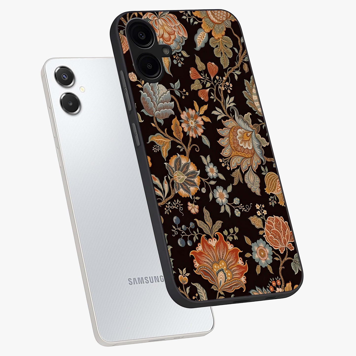 Vintage Floral Dream Glass Case displayed in angled mockup highlighting elegant vintage flower design with soft aesthetic style.