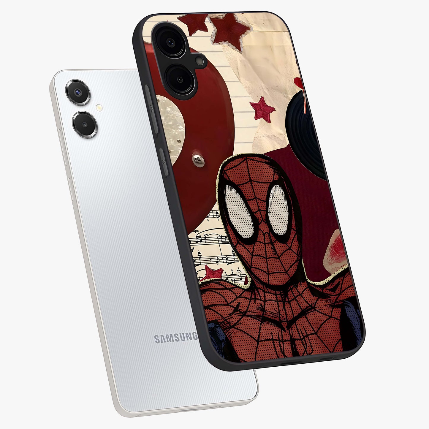 Web Warrior Vibes Glass Case displayed in angled mockup highlighting dynamic web design with comic style aesthetic.