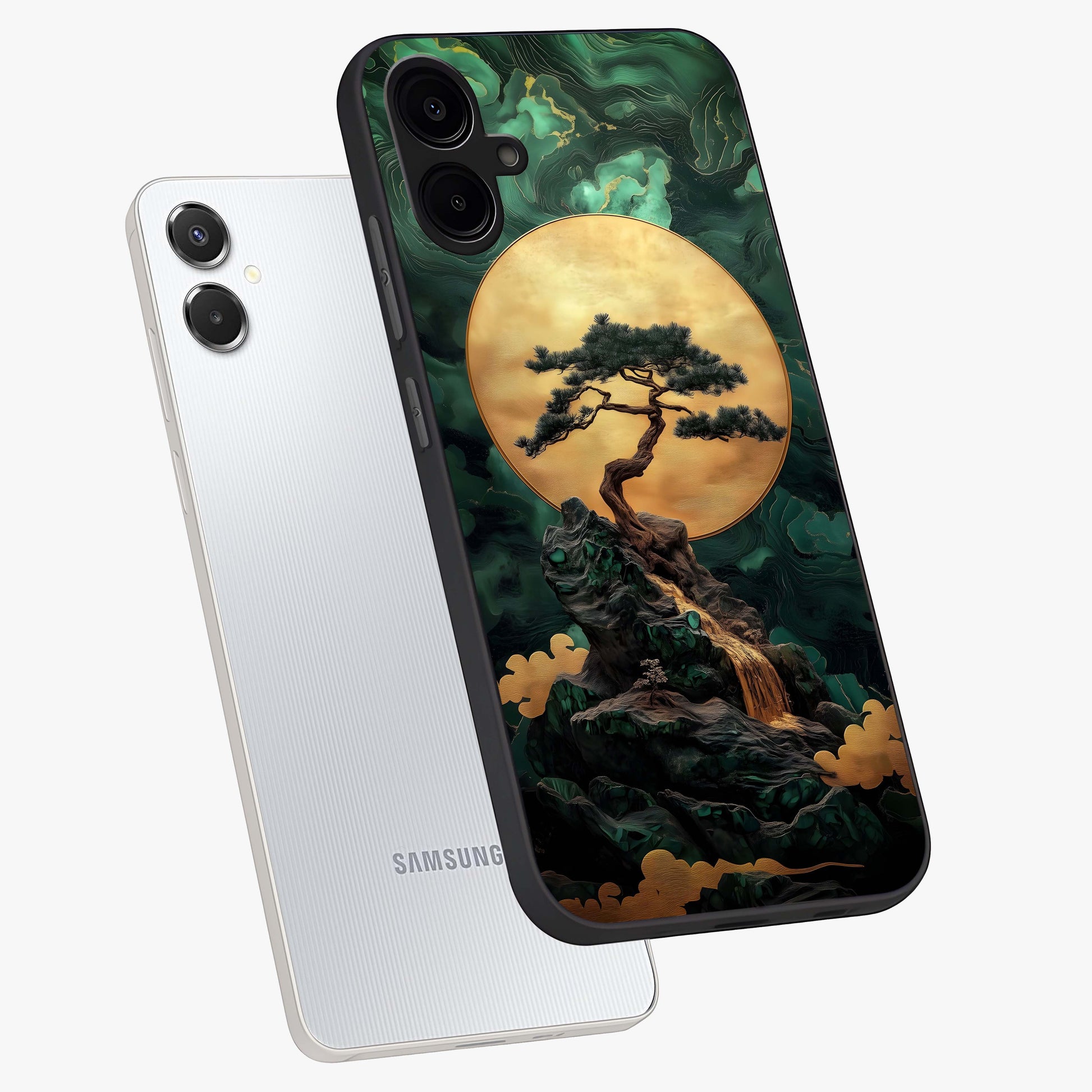 Zen Moon Rise Glass Case displayed in angled mockup highlighting peaceful lunar design with zen aesthetic style.