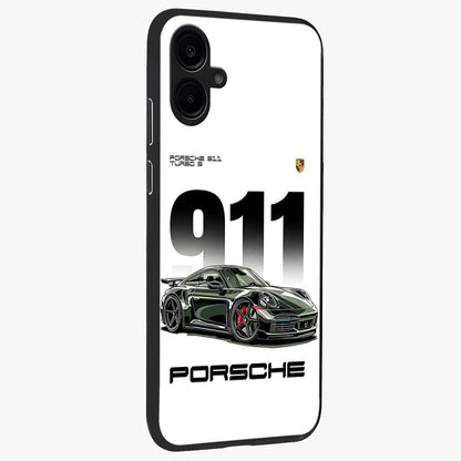 911 Turbo Dominance Glass Case upright perspective showcasing powerful racing design and modern automotive aesthetic.
