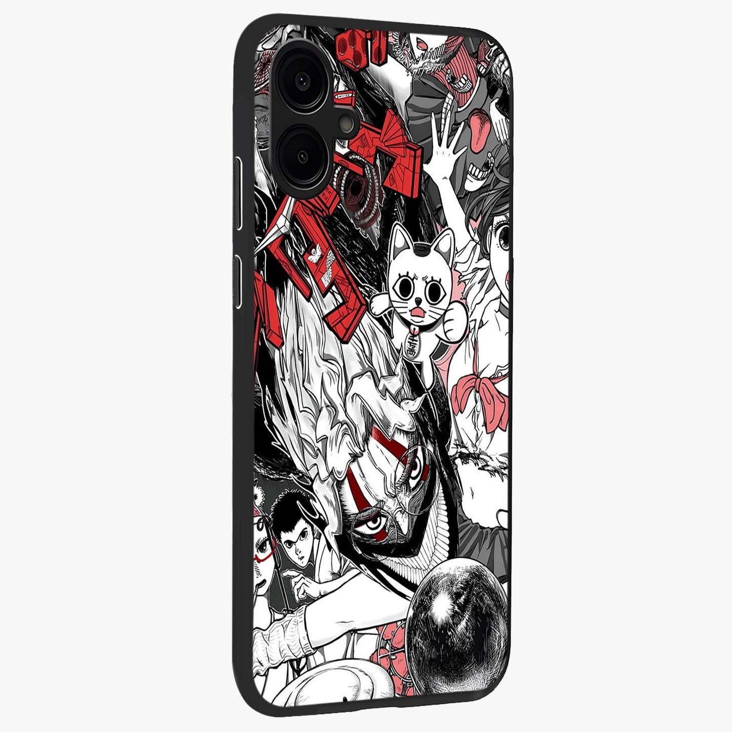 Crimson Chaos Panel Glass Case upright view showcasing intense crimson artwork with dramatic aesthetic style.