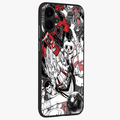 Crimson Chaos Panel Glass Case upright view showcasing intense crimson artwork with dramatic aesthetic style.