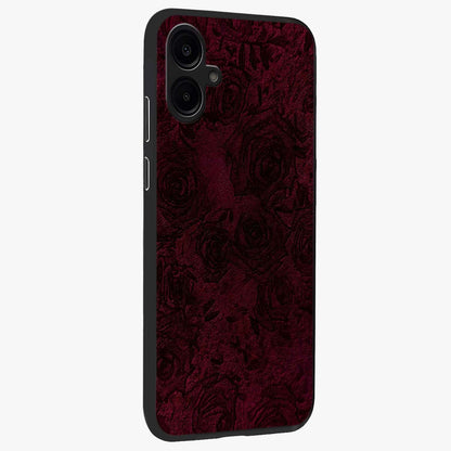 Crimson Fade Flow Glass Case upright view showcasing dynamic crimson flow artwork with stylish abstract theme.
