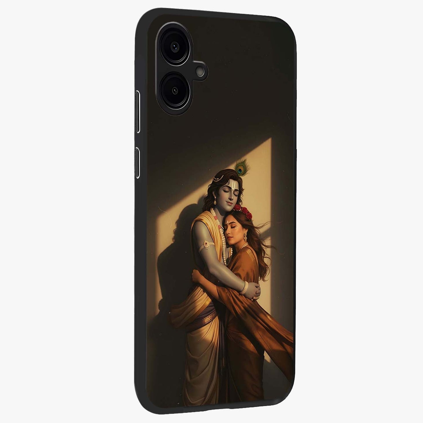 Divine Eternal Love Glass Case upright view showcasing graceful spiritual artwork with eternal love theme.