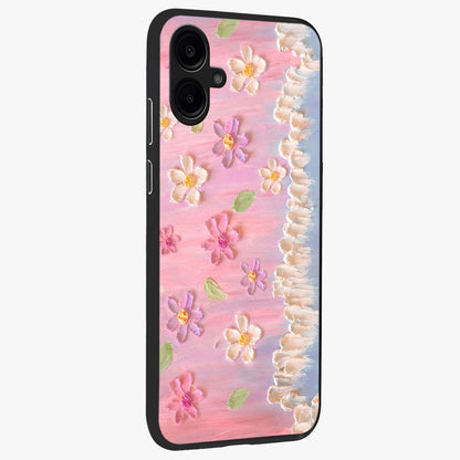 Dreamy Painted Garden Glass Case upright view showcasing vibrant floral garden artwork with artistic nature theme.