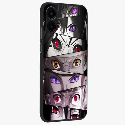 Eyes of Destiny Glass Case upright view showcasing symbolic eye artwork with dramatic artistic theme.