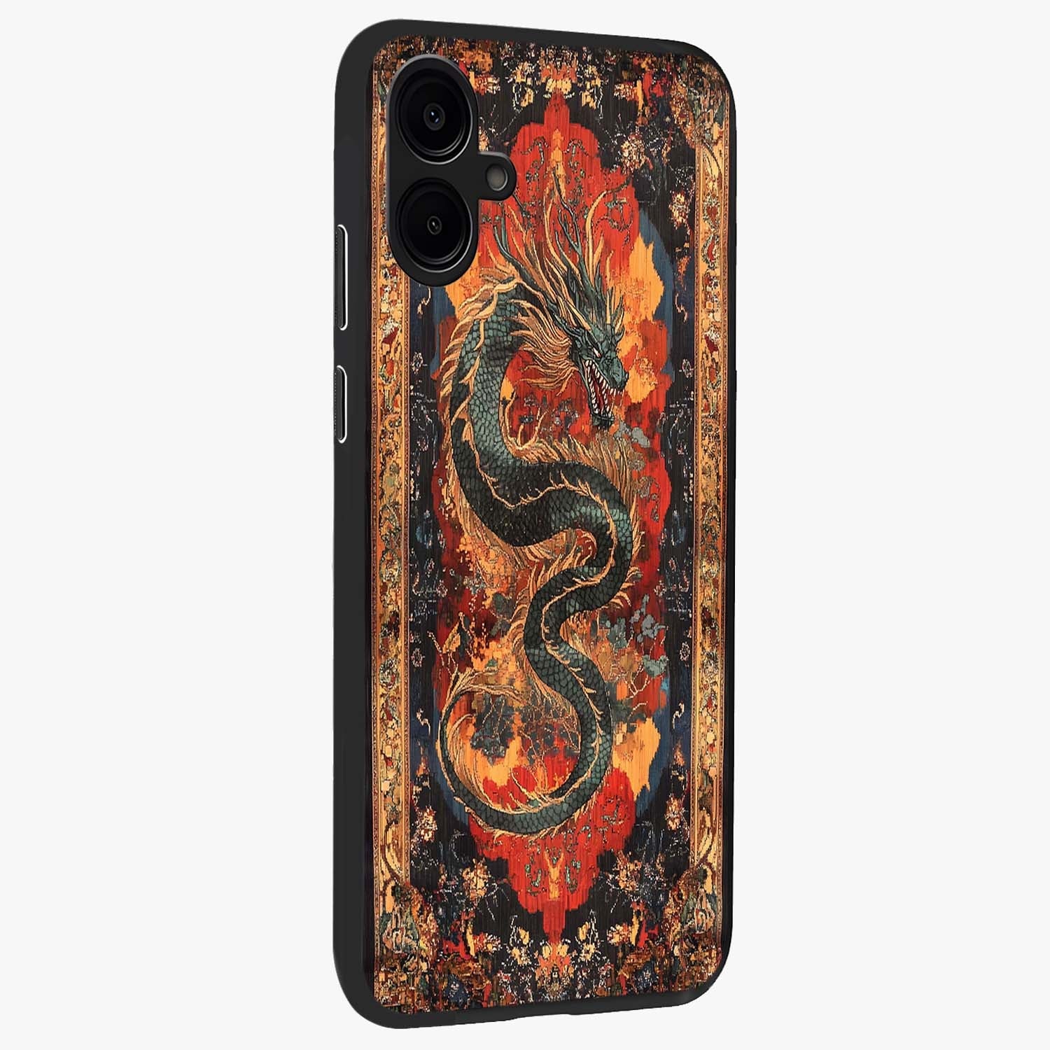 Inferno Dragon Soul Glass Case upright view showcasing intense dragon artwork with fantasy fire theme.