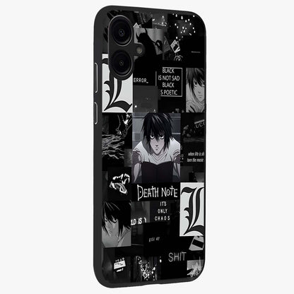 Midnight Chaos Mind Glass Case upright view showcasing expressive abstract artwork with bold dark theme.