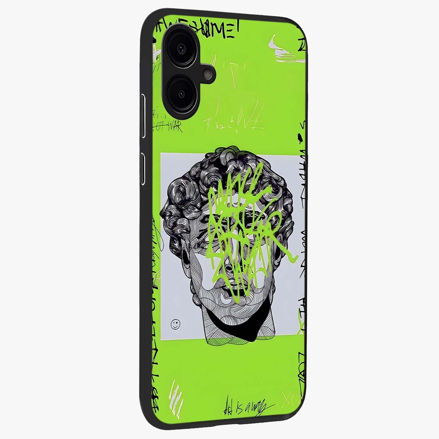 Neo Graffiti Rebellion Glass Case upright view showcasing colorful graffiti artwork with bold modern street style.