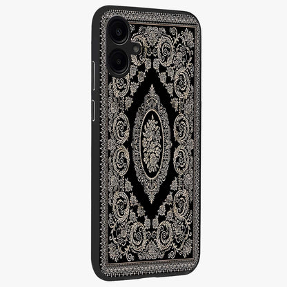 Noir Bloom Elegance Glass Case upright view showcasing graceful floral artwork with luxurious dark theme.